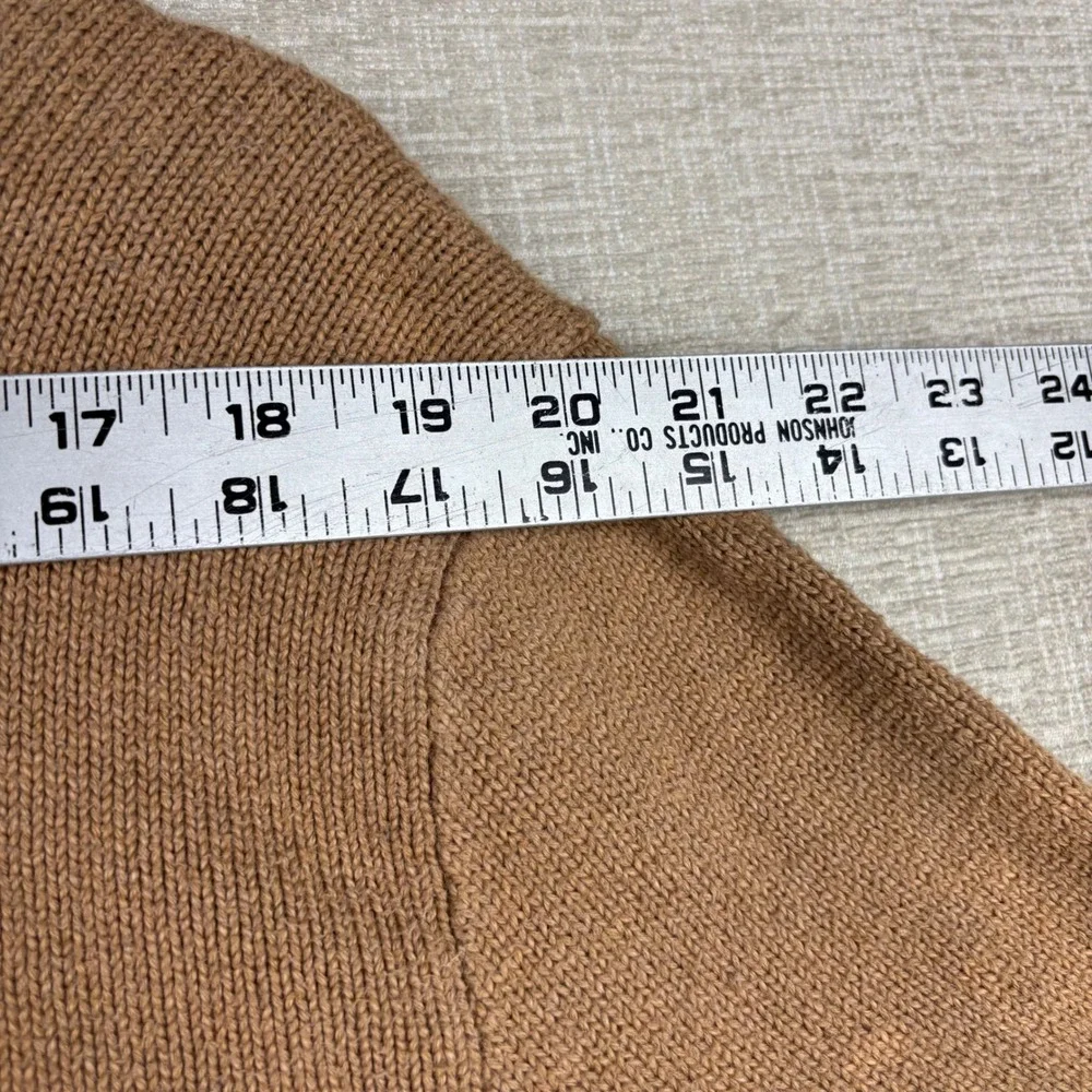 Polo Ralph Lauren Men Tan Brown Button Mock Neck Pony Logo Knit Sweater Large